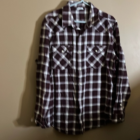 Long sleeve flannel snap up shirt l1 - Picture 1 of 5